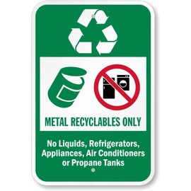 Metal Recyclables Only Recycling 8"x12" Aluminum Weatherproof Sign c00349a