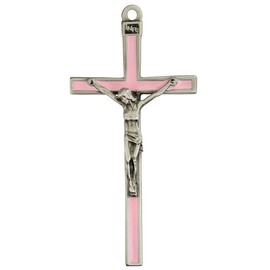 CatholicStore Children's Wall Crucifix with Pink Epoxy, 5" Tall mcv-73-35