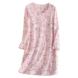 Inadays 3 Pack Women's Cotton Nightgown Sleepwear Long Sleeves Nightshirt Fun Print Sleepdress Loose Comfy Sleepshirts L Dragonfly+Purple+Pink-2XL