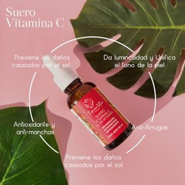 Serum Vitamina C | Skin Care| Daños en piel por rayos de sol y la edad| Envejecimiento prematuro| Ideal para pieles maduras| Anti Manchas| 30 ml