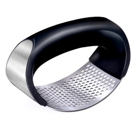 •Garlic Press Rocker Garlic Crusher Stainless Steel Kitchen Ginger Crusher Rocking Garlic Mincer Press Ergonomic Handle Easy to Use and Clean Kitchen Gadget Tool