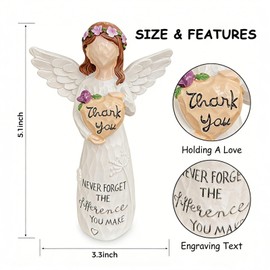 Starmimi Hand-Painted Thank You Angel Figurine, Resin Inspirational Statue - Appreciation Gift for Women, Teachers, Volunteers, Retirement Gift for Christmas, Thanksgiving, Home Decor