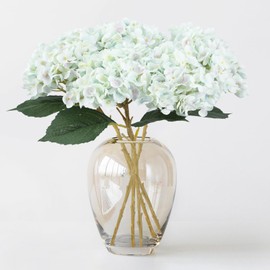 VYZXZAF 5Pcs Light Blue Hydrangea Artificial Flowers, 20.5in Faux Silk Hydrangea Flower, Realistic Fake Hydrangea with Stems for Home Centerpieces Arrangements Wedding Bouquet Decor (Light Blue,5Pcs)