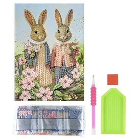 Ideen mit Herz Diamond Painting Greeting Card | DIN B6 (11.5 x 16.5 cm) | 370 g/m² | Includes Envelope & Tools (Hare Pair)