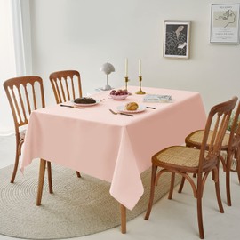 Romanstile Rectangle Tablecloth - Waterproof and Wrinkle Resistant Washable Polyester Table Cloth for Kitchen Dining/Party/Wedding Indoor and Outdoor Use Table Cover (52 x 70 inch,Light Pink)
