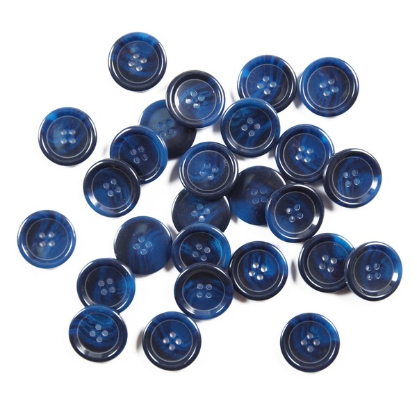 50 Pcs 1inch Large Blue Buttons for Sewing Round Resin