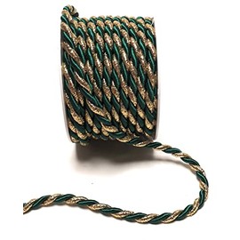 s.dekoda Cord 10 m x 6 mm Two-Tone Green Gold Twist Cord Decorative Ribbon Cord