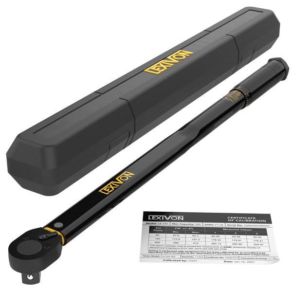 LEXIVON 3/4-Inch Drive Click Torque Wrench 30~300 Ft-Lb / 40.7~406.8