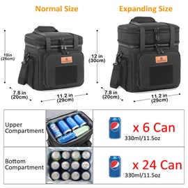 HSHRISH Tactical Lunch Bag, Double Layer Insulated Cooler Bag for Men Adults Waterproof Leakproof Durable Lunch Bag for Work Picnic Outdoor Black