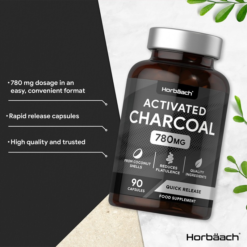 Activated Charcoal Capsules | High Strength 780mg | Digestion Supplement