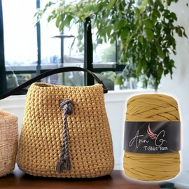 Ann G Premium T-Shirt Yarn, Super Soft Polyester, 300+ Feet, Durable, Non-Pilling, Consistent Color, Elastic (Light Brown)