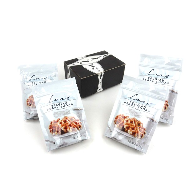 Lars' Own Imported Belgian Pearl Sugar, 8 oz Packages in a BlackTie Box (Pack of 4)