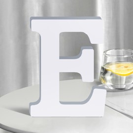 White Wooden Letters 8 Inch for Wall Decor,Large Unfinished Wood Letters for Home,Wooden Alphabet Letters for Crafts,Standing Garden Board or Room Name Signs DIY Carft (E)