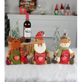 3PCS Christmas Gift Bags Zipper Design, Christmas Gift Doll Bags, 3D Doll Decoration Gift Bag, 3D Xmas Candy Apple Bags, Christmas Gift Bags with Santa Claus,Snowman,Reindeer for Party Festival Decor