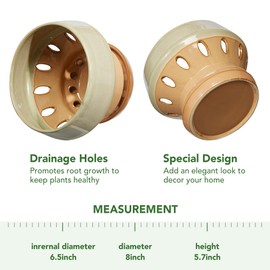 Gepege 6.5 Inch Orchid Pots with Holes for Indoor Plants, Plant Pots with Drainage Hole, Ceramic Planter with Saucers, Indoors Flower Pots