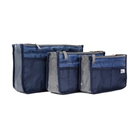 Periea 'Chelsy' Set of 3 Handbag Organiser Inserts - Women's Travel Cosmetic Bags with Zipper Closure - Expandable Liner Pouches (Small, Medium and Large) - Royal Blue