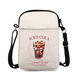 Iced Drink Social Club Crossbody Bag Coquette Soda Messenger Bag Ices Drinking Lovers Gift Soda Gift Soft Girlie Drink Gift (IcedColaCrossS)