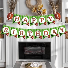 Football Happy Birthday Banner, Rugby Birthday Garland Football Party Decorations, Football String Flags for Birthday Super Bowl Sports Football Themed Party Supplies