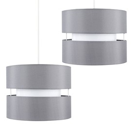 MiniSun MiniSun | Modern 2 Tier Ceiling Light Shades in a Grey Finish | Pendant Lights, Home Dcor & Improvement Essential | Set of 2