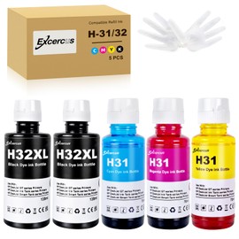 EXCERCUS Ink Bottle 31 32XL 32 XL Compatible with HP Smart Tank 7301 6001 7602 5101 7001 551 555 651 455 457 450 Printers (2 135ML 32XL Black Ink, 70ML 31 Color Ink)