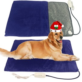 Pet Heating Pad for Large Dog Cat 34" x 21" - Electric Heated Bed With Soft Washable Cover, Water Resistant, Chew Resistant Cord - Keeps Pets Warmer