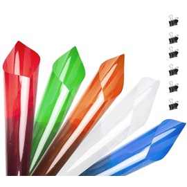 Studio Lighting Gel Filter Gel with 6 x Clips, 5 x Transparent Color Correction Daylight Filter Conversion for 800W Red Head Light Strobe Spotlight Flash Photography Photo Studio, 50x40cm