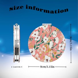 KWSAAHU Double-Sided Pocket Compact Mini Makeup Mirrors 1x, 2X Magnifying Mirror Portable Foldable Round Small Purse Mirror Suitable Daily Travel Party for Woman Man - Little White Flower