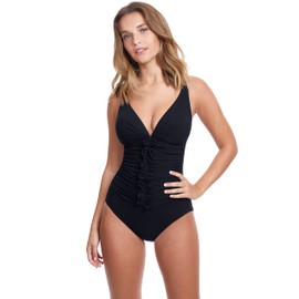 Profile by Gottex Women's Standard Hula Dance D Cup One Piece, Black, 14D