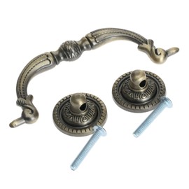 Mgoodoo Pack of 2 100 mm Antique Brass Cupboard Drawer Window Drawer Wardrobe Pull Handle DIY