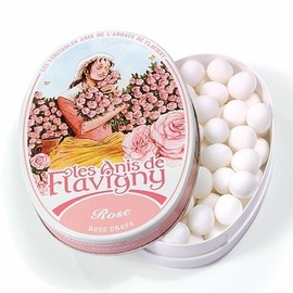 Abbaye de Flavigny Oval Traditional Tin Rose Flavored Anise drops all natural, 1.8 oz, Six