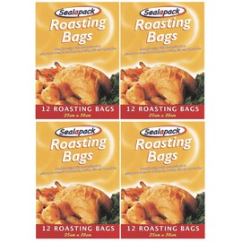 48 x Roasting Bags Flavour Seal Cooking Bags for Ovens and Microwaves to cook meat poultry fish turkey and vegetables 25cm x 38cm
