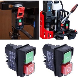 Pair of IP55 Electric On Off Switch Red and Green Button 240V for Belle Minimix Cement Mixer Electric Switch Replacement