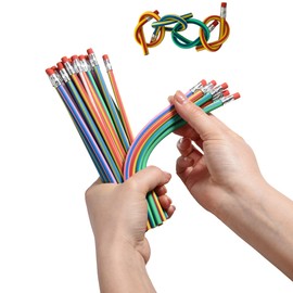 QDXATIVP 40PCS Colorful Stripe Flexible Bendable Pencils,Soft Bendy Magic Bending Pencils with Erasers for Kids Classroom Gifts,Back to School Students Children Supplies,Great Bags Party Favor