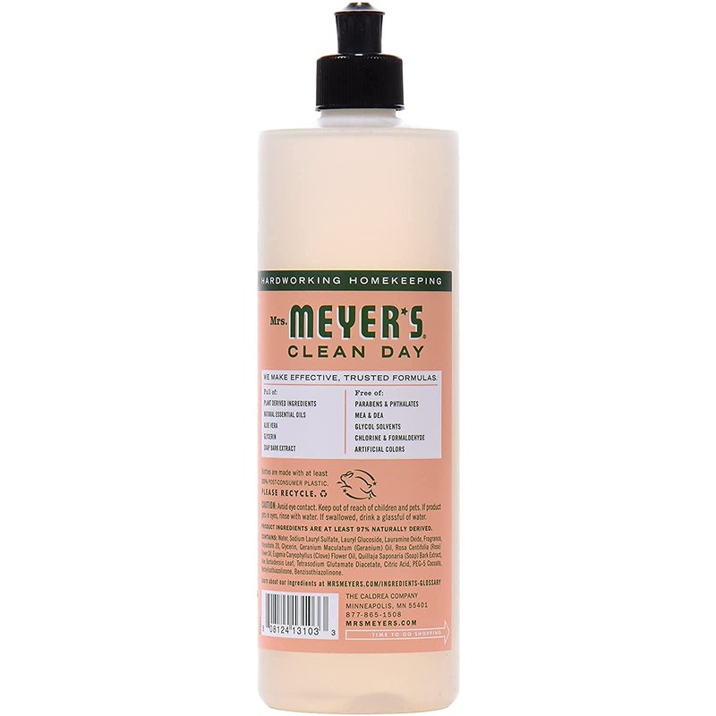 Mrs. Meyer's Clean Day Dish Soap, Geranium, 16-Ounce (Pack -