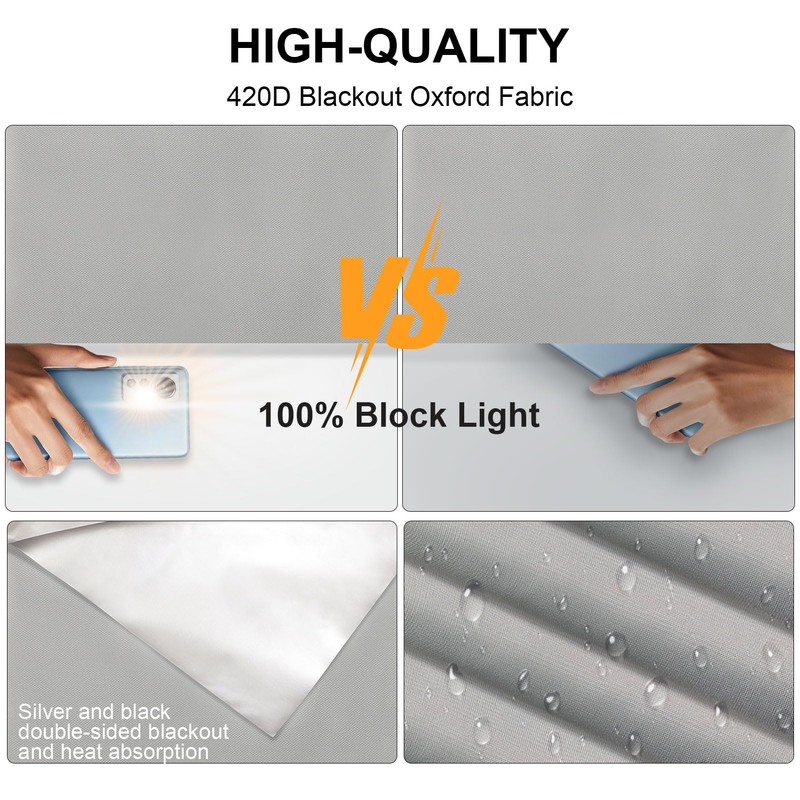 No Drilling Window Blackout Set, 100% Opaque, 1 m x