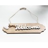Wooden Welcome Sign for Rustic Farmhouse Decorations, Wall Hanging White