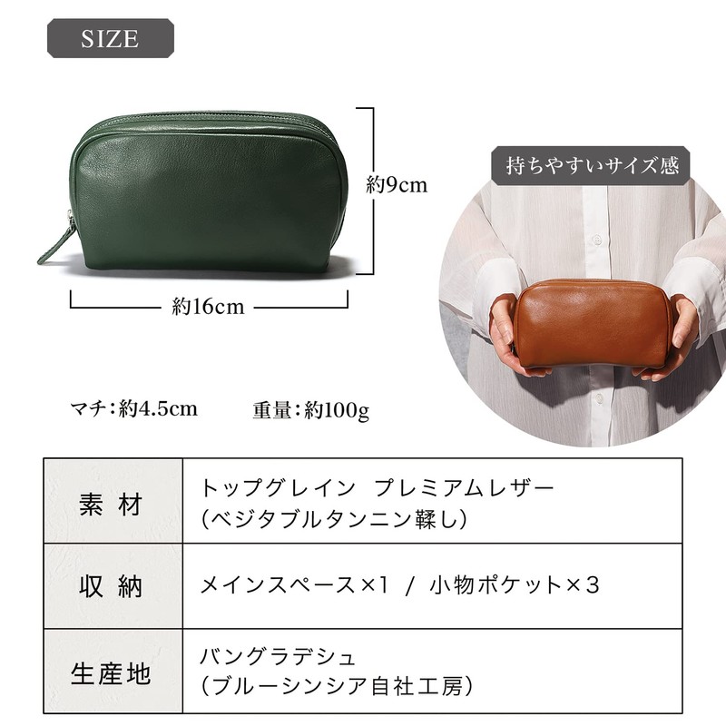 Blue Sincere Xpee PB5 Square Pouch, Small Items, Genuine Leather,