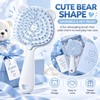Bear-Shaped Self Cleaning Hair Brush, Curved Vented Design, Blue