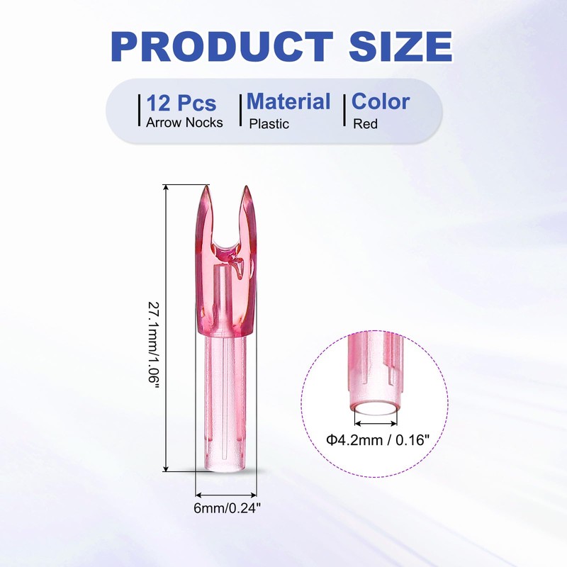 PATIKIL Archery Arrows Nocks 4.2mm, 12 Pack Plastic Insert Arrow
