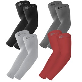 BHYTAKI 4 Pairs UV Sun Protection Arm Sleeves, UPF 50 Sports Cooling Arm Compression Sleeves for Men Women Teenager