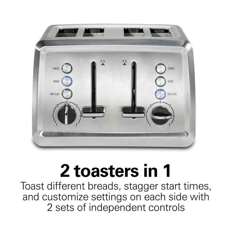Hamilton Beach 4 Slice Toaster with Extra-Wide Slots, Bagel Setting,