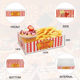 60 Pcs Carnival Party Supplies 4 Corner Food Boxes Movie Night Snack Trays Paper Food Trays Circus Party Favors Disposable Food Holders for Nacho Theater Snack
