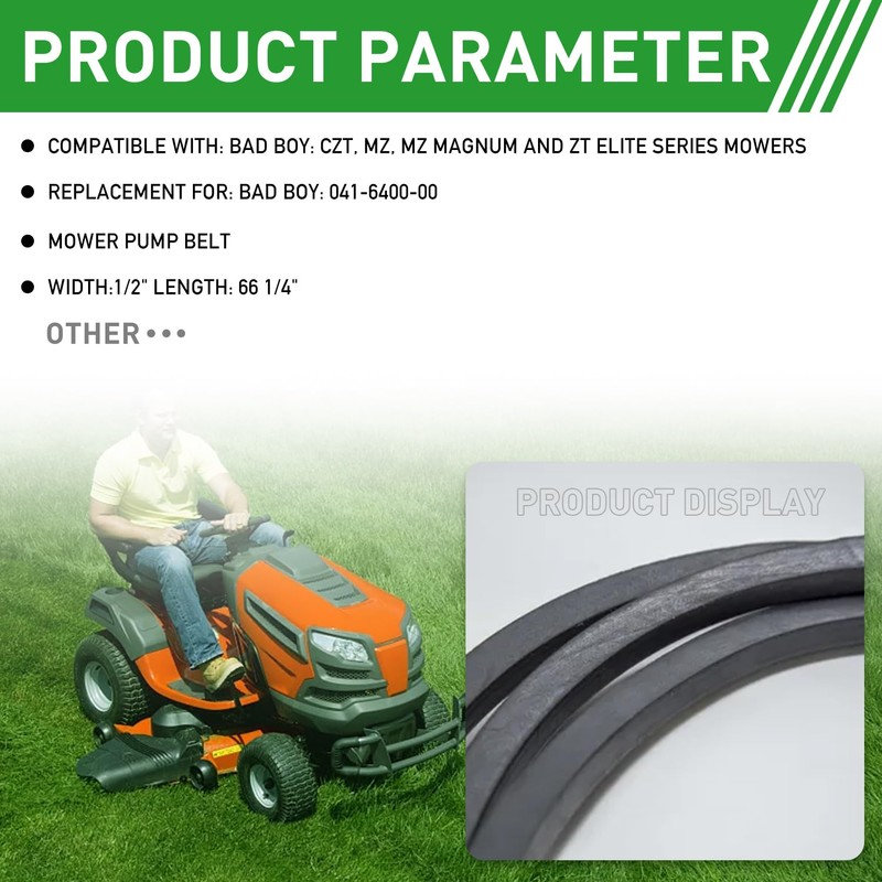266-164 Bad boy Mower Drive Belts (1/2" x 66 1/4")