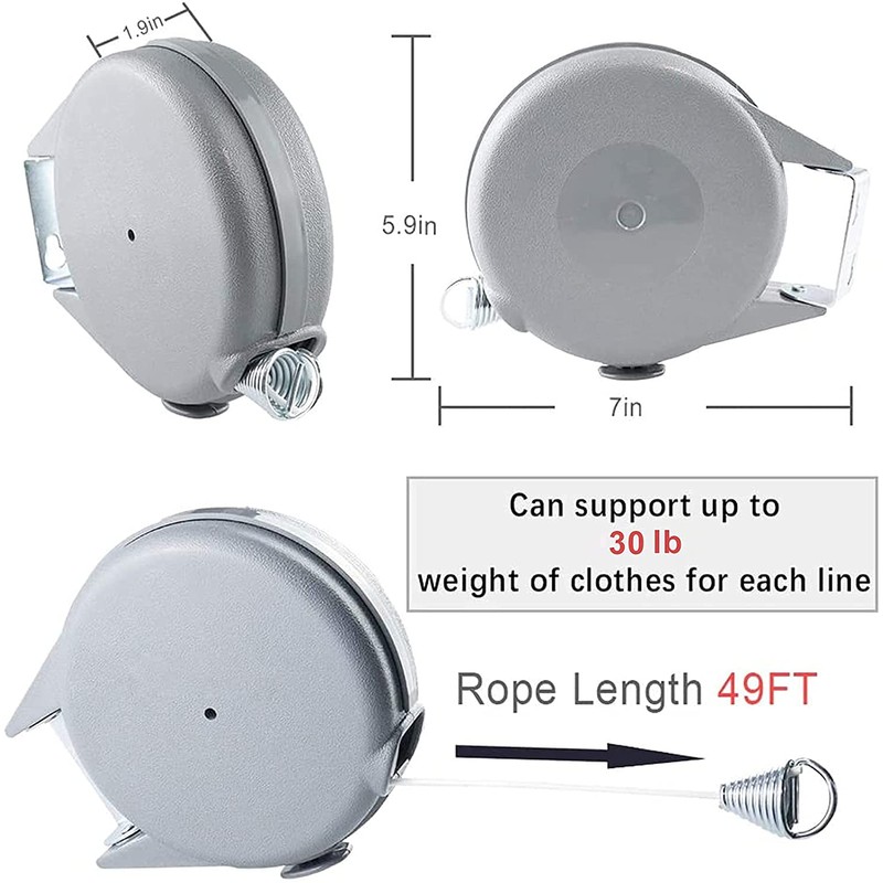 HOMESHOPA 15 Metre Retractable Washing Line, Portable Heavy Duty Wall
