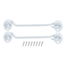 150mm Cabin Hook and Eye Latch Lock Shed Gate Door Catch Silent Holder Stainless Steel White 6inch 2Pcs