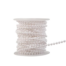 Guirnalda de abalorio de perlas de imitación de 3 mm, rollo de perlas para decorar centros de mesa florales para bodas, fiestas, árbol de Navidad (33 pies blanco)