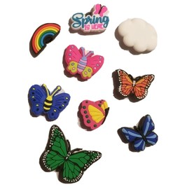 Unbranded Springtime Butterflies! Shoe Charms 9PC Set! Croc Compatible! For Shoes, Bracele