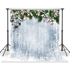 WOLADA 10x10FT Christmas Backdrop Snowflake Christmas Wood Wall Photography Backdrop Xmas Rustic Vintage Wooden Floor Background for Kids Portrait Photo Studio Booth Photobooth Photographer Prop 11717