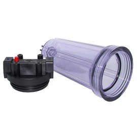 Neo-Pure 10" Standard Water Filter Housing, Clear Sump with Black Cap, 3/4" NPT Inlet/Outlet Ports, with Pressure Relief – Whole House Filtration