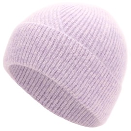 EASTER BARTHE Unisex Cashmere Beanie Hat Warm Winter Ribbed Knit Cuffed Beanie Skull Cap Ski Hat for Women Men (US, Alpha (Alpha), One Size, Lavender)